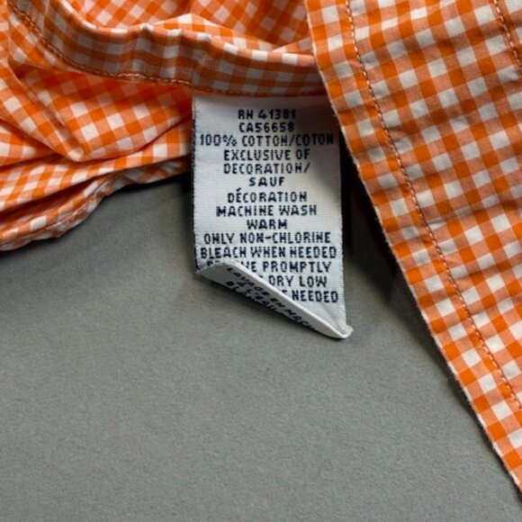 Ralph Lauren Mens Small Orange Gingham Check Long Sleeve Button Down Shirt - Picture 3 of 6